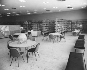 Reference area, looking south to the adult reading room, 1954 Reference area, looking south to the adult reading room, 1954