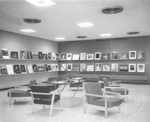 Community meeting room, 1961, during annual photography exhibit Community meeting room, 1961, during annual photography exhibit