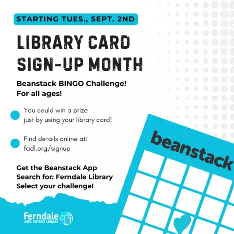 Library Card Sign-Up Month: Beanstack Bingo Challenge